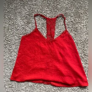 Red Satin and Lace Top